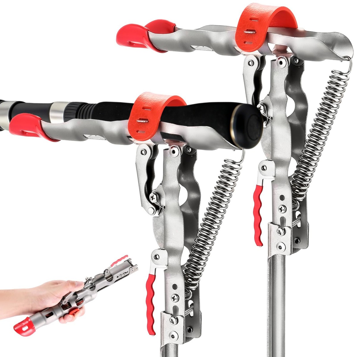Automatic Spring Fishing Rod Holder, 2 Pack Stainless Steel Fishing Pole  Holder | eBay