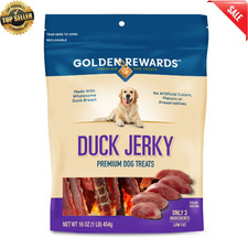 Duck Jerky Premium Treats Low Fat Energy and Vitality Support for Dogs 16 Oz Bag