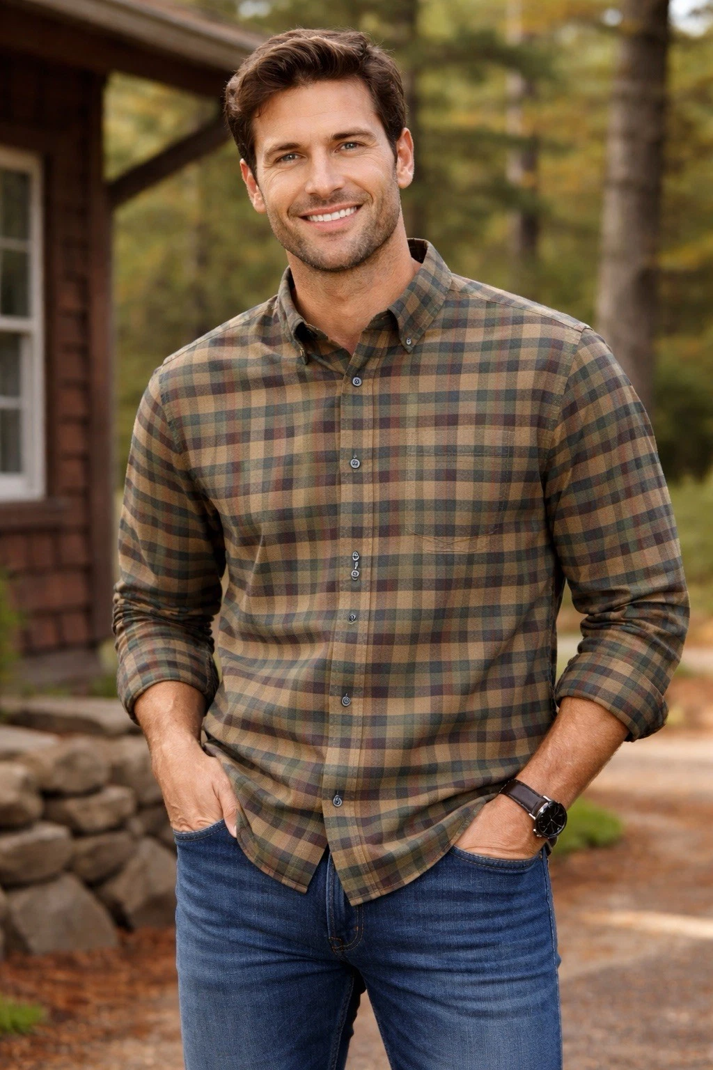 L.L.Bean green & brown plaid flannel shirt #flannel #outdoor
Opens in a new window or tab