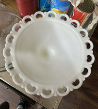 White Milk Glass Pedestal Cake Stand Round So...
