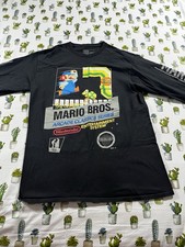Super Mario Brothers Official NES T-Shirt Black Arcade Black Tee Size Medium LS