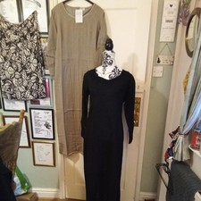 2 x Long Black and Taupe Dresses With Medium With Embroidered Detailing BNWT