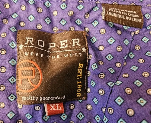 Roper Men's XL Western Cowboy Shirt Geometric Purple - Picture 7 of 8