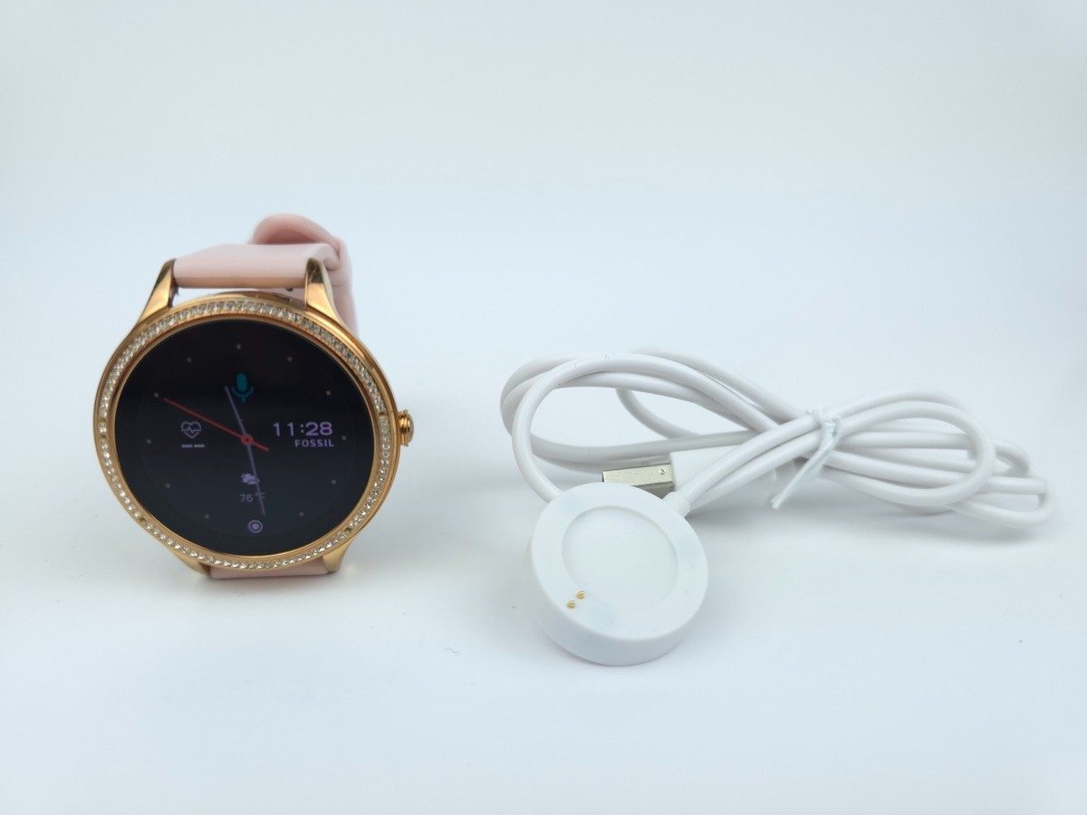 Fossil Gen 5E 42mm Rose Gold Pink Rhinestones Stainless Steel Case