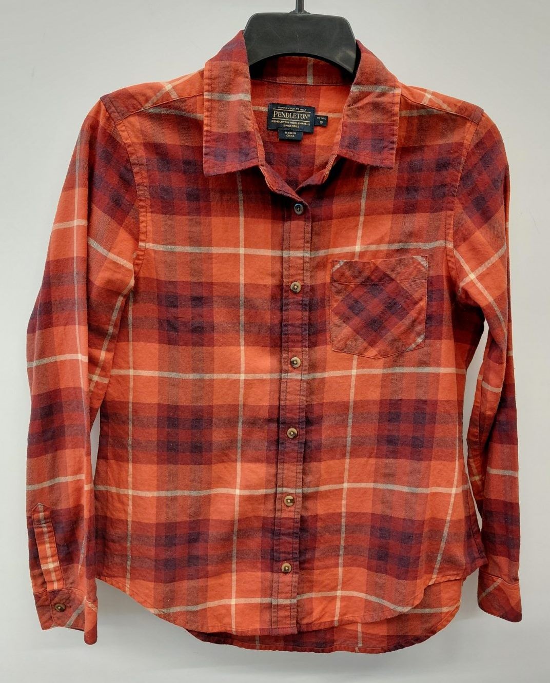 Pendleton Women's Plaid Orange Size S Basic Butto… - image 1