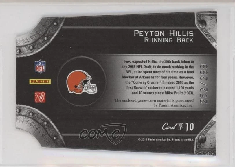 2011 Panini Crown Royale Majestic Materials /299 Peyton Hillis #10 - Image 2 of 2