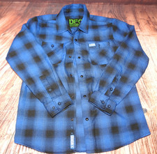 Dixxon Flannel Shirt Youth Medium The Circle Pit Flannel Pearl Snaps Blue Black