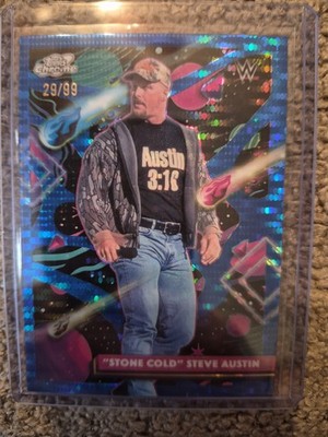 Topps 2026 Chrome Cosmic WWE Stone Cold Steve Austin Blue Ser# 29/99