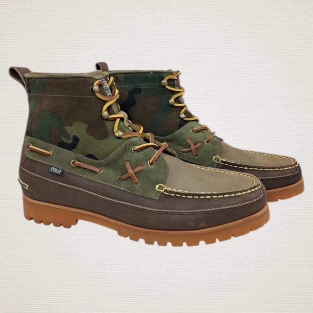 Polo Ralph Lauren Polo Country Suede Leather Ranger Camo Mid Boots
