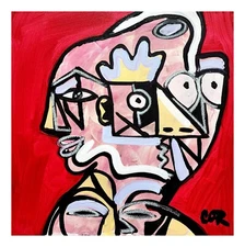 CORBELLIC EXPRESSIONISM 12X12 THIRD EYE HANDMADE SIGNED COLORFUL ART PAINTING