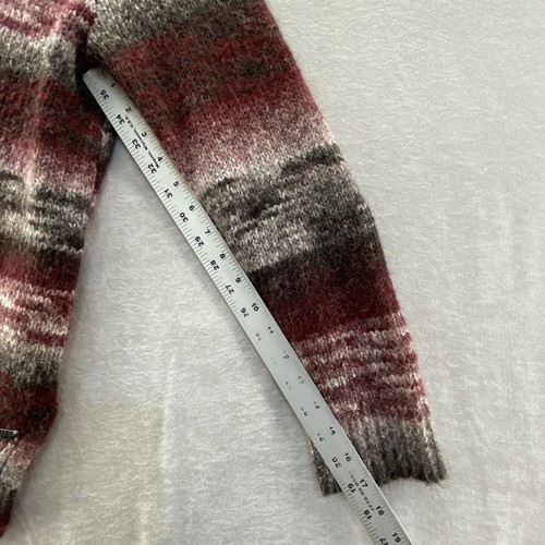 Harley Davidson Burgundy Gray Striped Wool Blend Long Sleeve Womens M Sweater - Picture 7 of 9