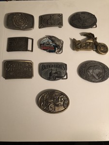 Vntg-10pc-SLD-Belt-Buckle-Lot-Hot-Wheels-Country-Motorcycle-Cowboy
