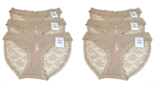 6 PACK Auden Women's All over Lace Brief Panty Underwear - Size S - Color Beige - Picture 2 of 9