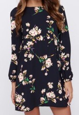 Lulus Herbaceous Babe Navy Floral Print Shift Dress Size XS