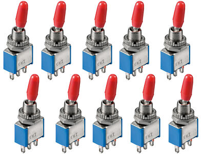 10 Sensell Kippschalter Miniatur EIN-EIN Lötösen 3A 6A 125V 250V 3 Pin KfZ Kappe