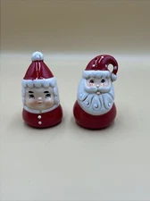 Johanna Parker Transpac Ceramic Santa Mrs Salt/Pepper Shakers Christmas Decor