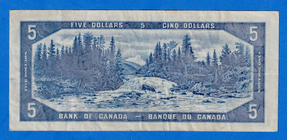CANADA $5 1954 BC-31b / P-68b QE II Circulated DEVIL'S FACE 👿 D/C 9722750 - Image 2 of 3