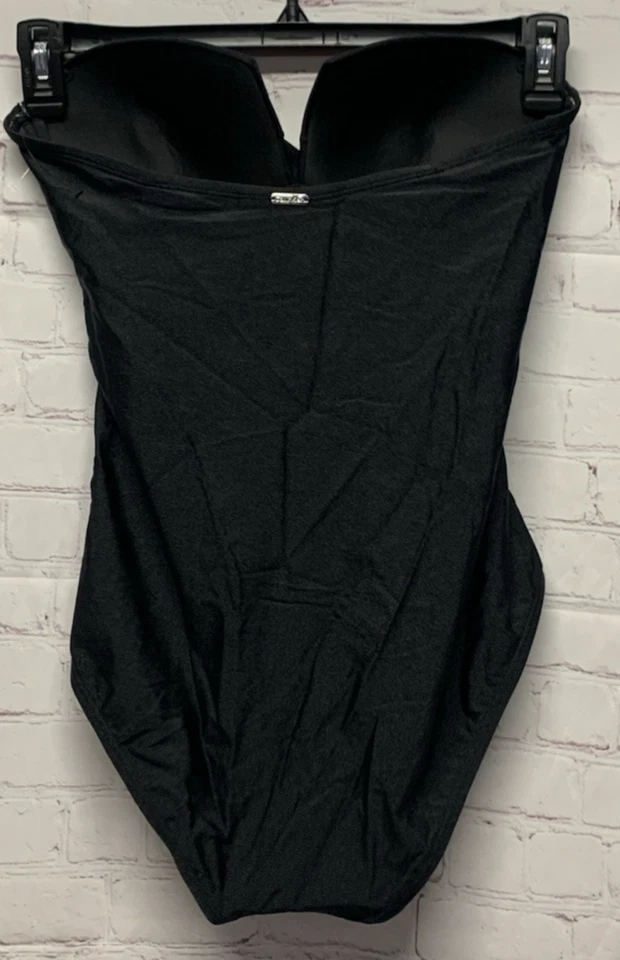 Calvin Klein Talla 8 Una Pieza Fruncido Control Abdomen Negro Brillo Nuevo (sin correas Foto 3 de 4