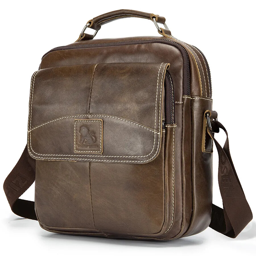 Men's Leather Crossbody Messenger Bag for Business & Travel  