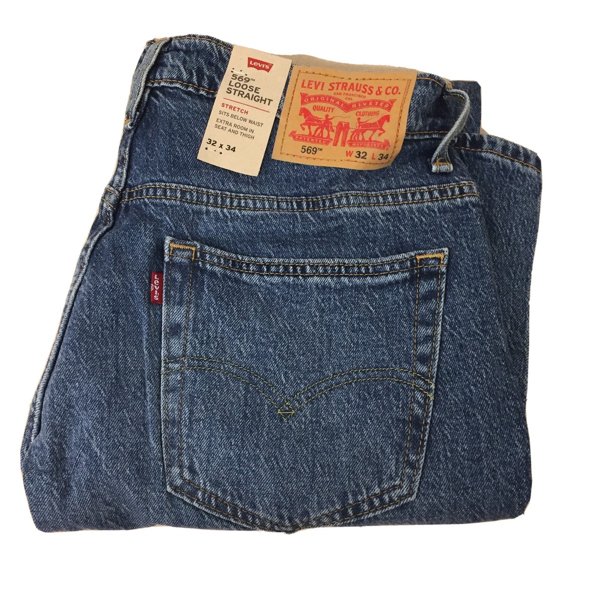 Levi's 569 Loose Straight Blue Camo Jeans Men's Tag Size 32x34 New