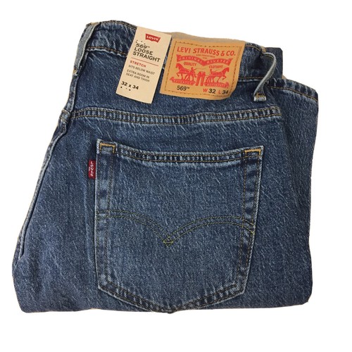 Levi's 569 Loose Straight jeans blu mimetico MEN'S TAG Taglia 32x34 NUOVI  TAG AR320 | eBay