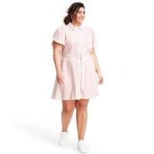 Alexis Pink Stripe Tulip Slip Women's Shirt Dress Size 3X