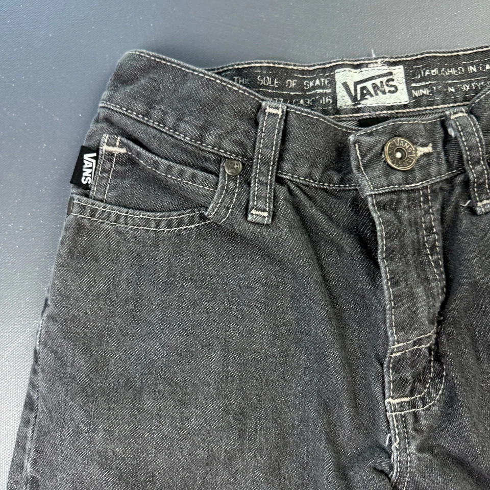 Pantalones de mezclilla Vans de pierna recta niños niñas 10 gris descolorido lavado desgastado Foto 2 de 4