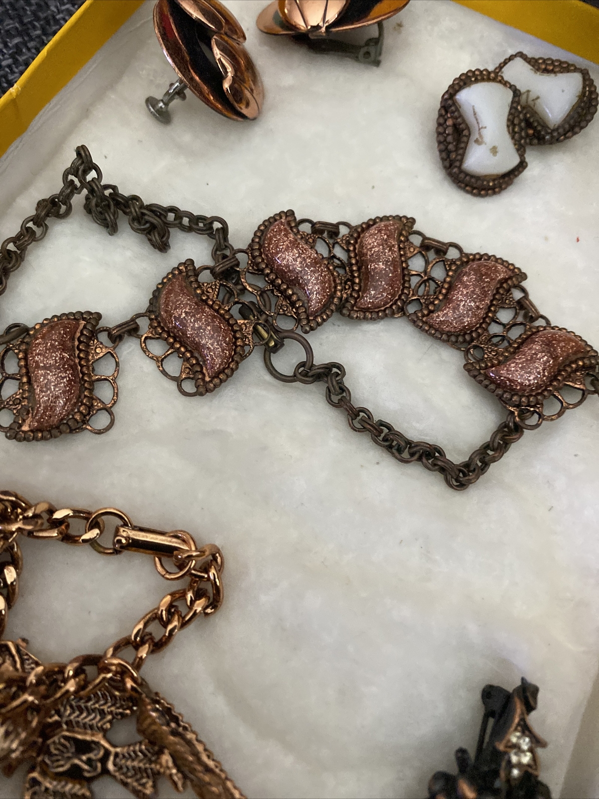 Lot of Vintage NOS Solid Copper Jewelry Indian Charm Bracelet