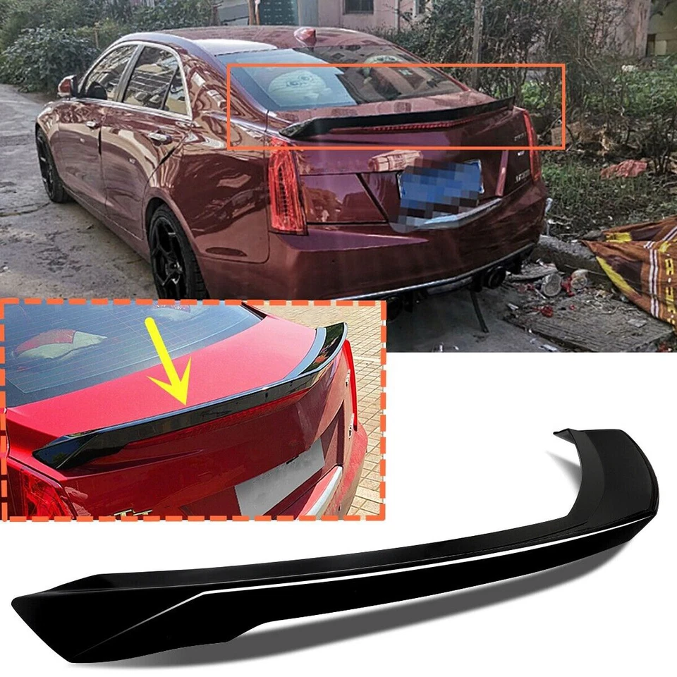 V Style Highkick Glossy Black Trunk Wing Spoiler For Cadillac ATS Sedan 2013-18 Foto 3 de 4