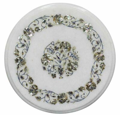 18'' white marble table top inlay malachite center coffee antique home decor w69