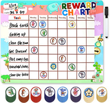 Behavior Reward Chart, Magnetic Chore Chart for Kids, 72 Cute Animals Theme Magn