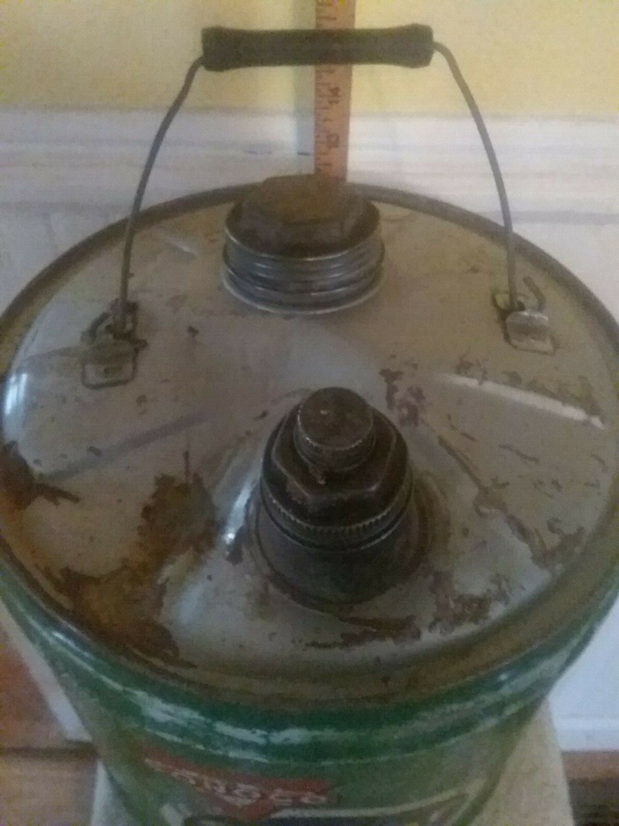 Vintage Rare Conoco Super Motor Oil 5 Gallon Can SAE ~ Wood Handle