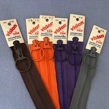 Six 14 Inch YKK VISLON Medium Weight Molded Plastic Separating Zipper