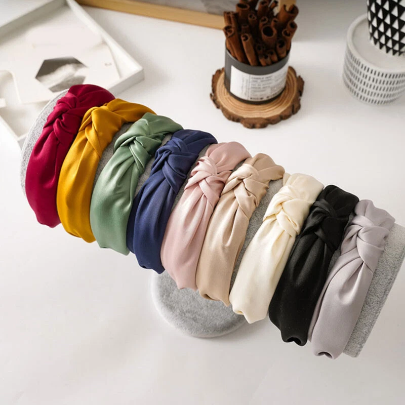 Solid Color Knot Headband Womens Hairband Plain Wide Hair Band Hoop Accessories - Image 4 of 4