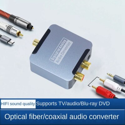 Digital To Analog Audio Converter Optical Toslink Coaxial To R/L RCA 3.5mm Jack