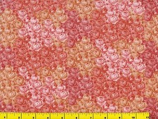 Small Red Pink  Gold Roses Flowers Quilting Fabric by Yard 494