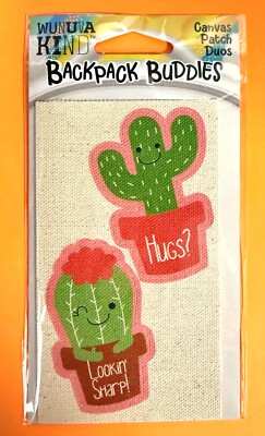 CACTUS HUGS 2 PACK DIE CUT CANVAS 2.5'' DECALS STICKERS FOR CLOTH FREE SHIP