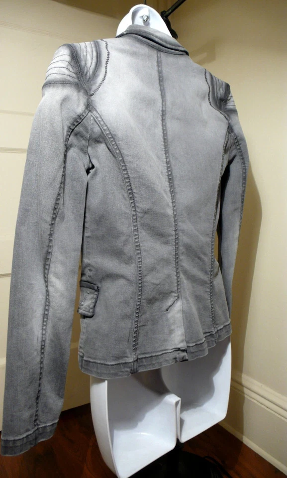 Chaqueta Blazer Informal SISLEY Para Mujer Gris Envejecido Ajustado Elastizada Talla 40/S COMO NUEVA Foto 3 de 4
