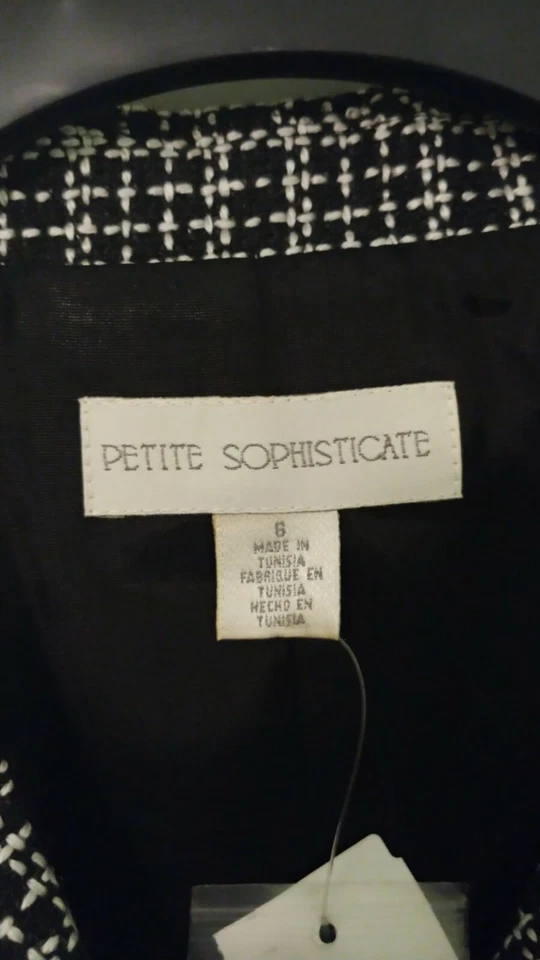 Terno saia Petite Sophisticate feminino 2 peças tamanho 10P preto branco xadrez p-t-p 18,5 - Imagem 3 de 4