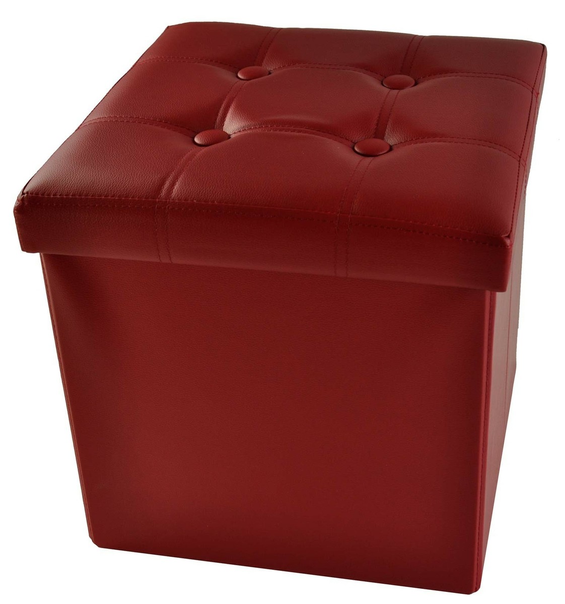 Pouf Contenitore In Ecopelle Nero 50x50x50 Cm - Sgabello Con Scomparto Per Riporre - Foto 10