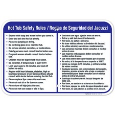 Hot Tub Safety Rules Sign, Bilingual English Spanish,