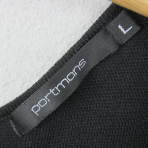 Portmans Top Womens Large 14 Black Tight Knit Asymmetrical Cold Shoulder Event - Picture 12 of 14