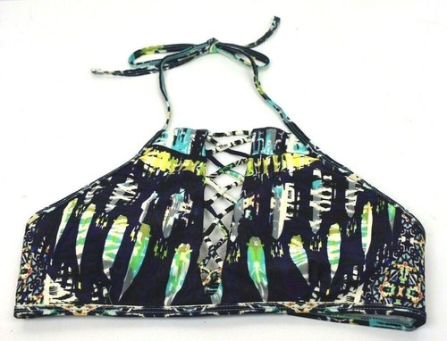 NWT Express Swim Womens Size XS Navy Lattice Bikini Swim Top Halter Top - Picture 6 of 12