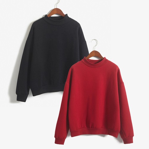 Women's Crew Neck Sweater Pullover Plain Velvet Fleece Long Sleeve Tops Casual - Foto 4 di 84