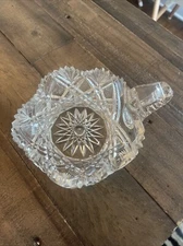 Antique American Brilliant Cut Glass Handled Nappy 6"