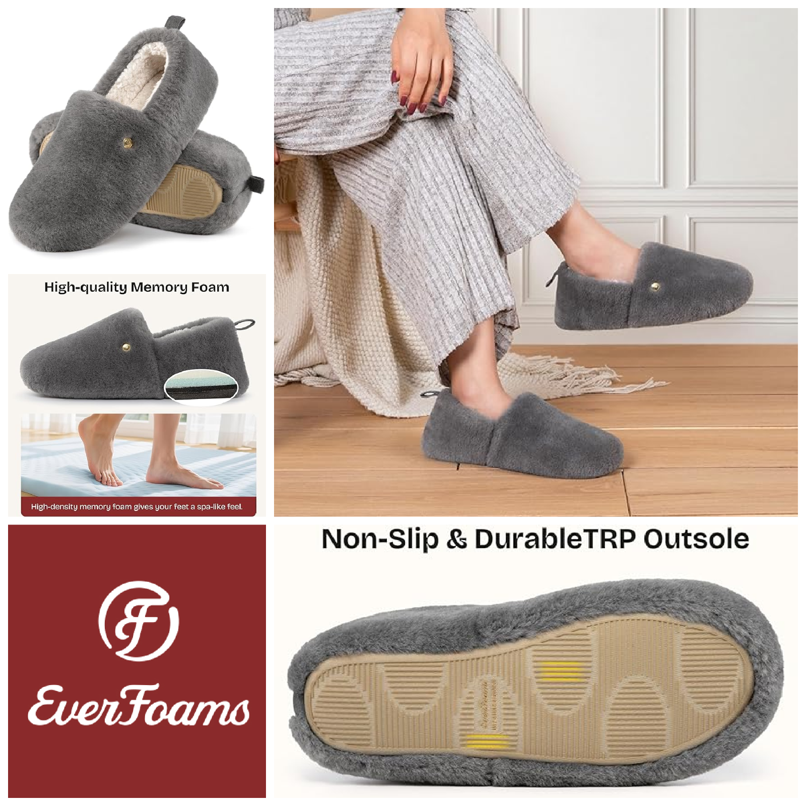 SAOLA Ciabatte donna schiena chiusa taglia 5 6 memory foam antiscivolo suola rigida super morbida