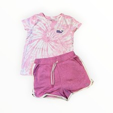 Vineyard Vines Girls Pink Tie Dye Whale T-Shirt and Shorts Set Size S 8-10