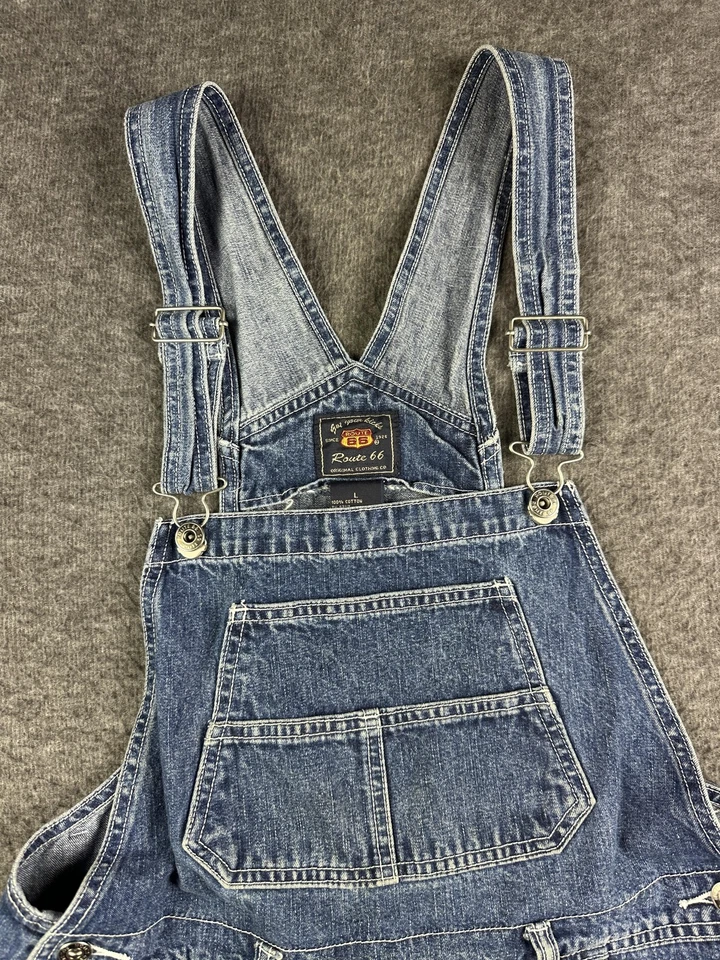 Mono vintage Route 66 para mujer grande de mezclilla con tirantes cortos ropa de trabajo carpintero Foto 4 de 4