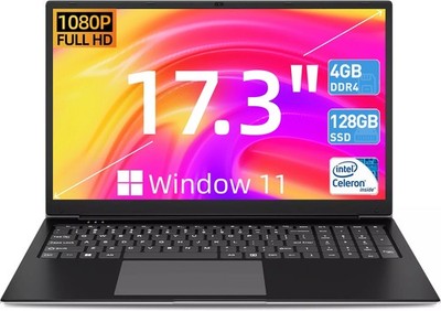 SGIN Laptop 17,3'' Full HD 4GB RAM 128GB SSD, WINDOWS 11, 1920*1080 IPS 8000mAh