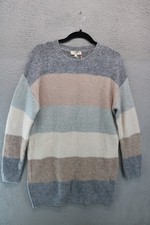 Entro Striped Long Sleeve Rabbit Hair Blend Sweater Dress-Size Large-NWT-Soft